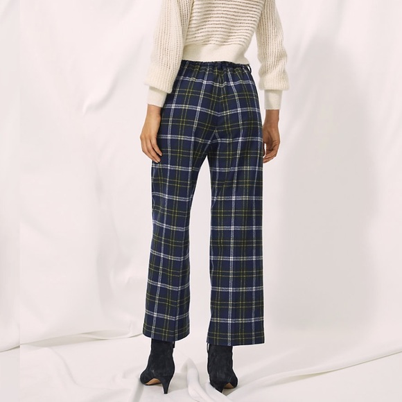 ARITZIA WILFRED Navy Tartan Pant - Picture 2 of 6
